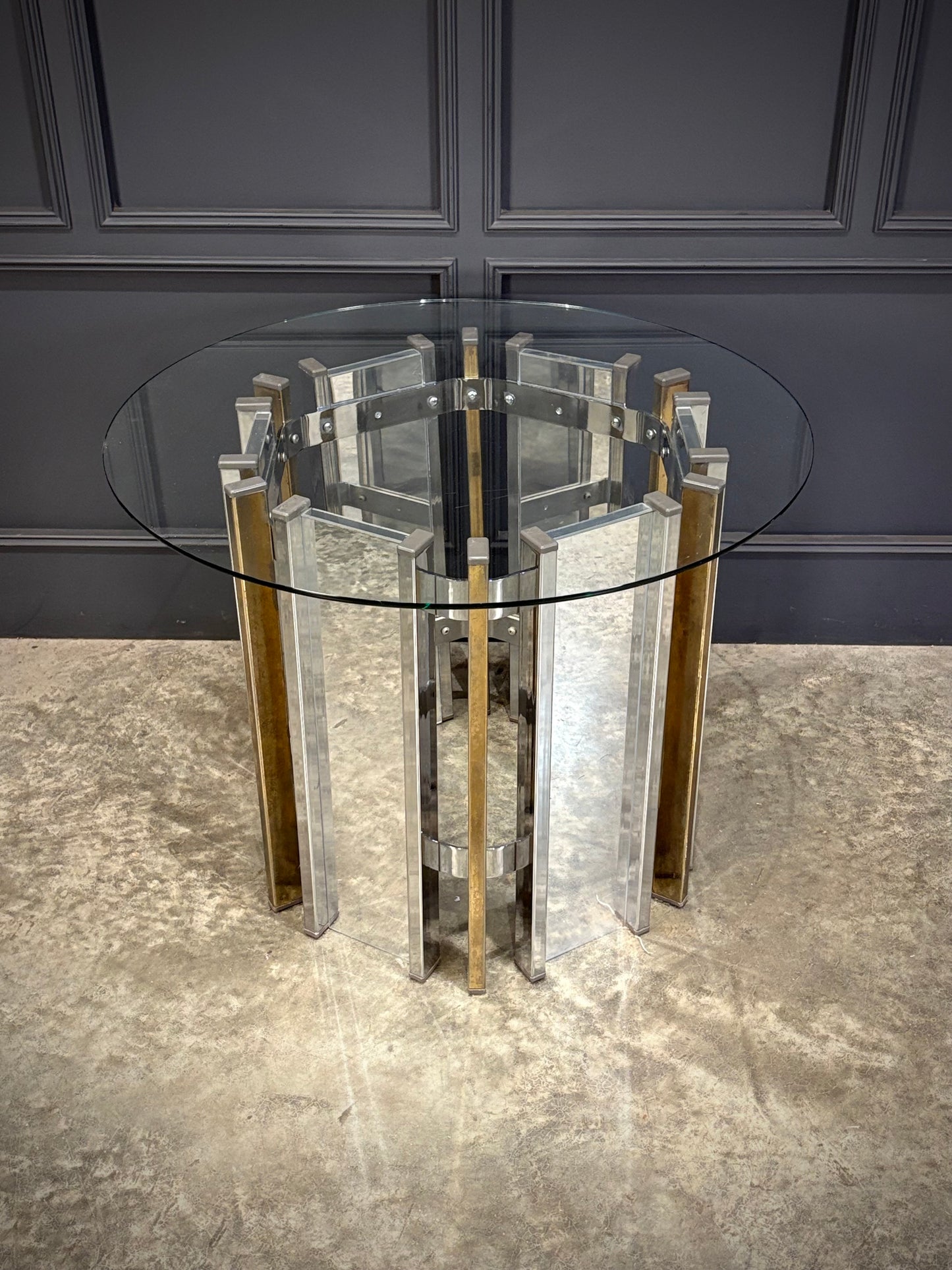Vintage Glass Chrome & Mirror Centre Table