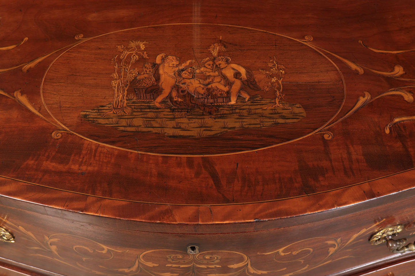 Rare George III Marquetry Inlaid Mahogany Bookcase