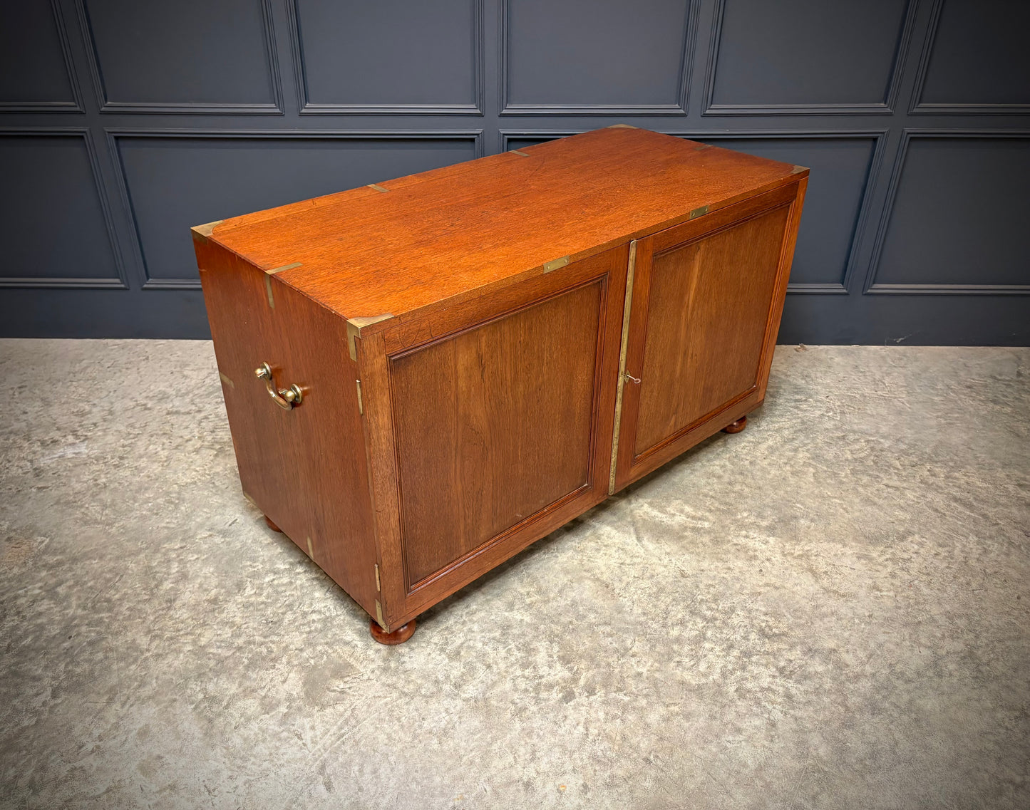 Rare Victorian Teak Campaign Side Cabinet