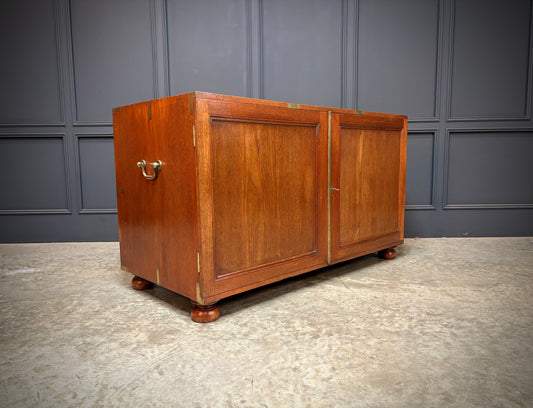 Rare Victorian Teak Campaign Side Cabinet