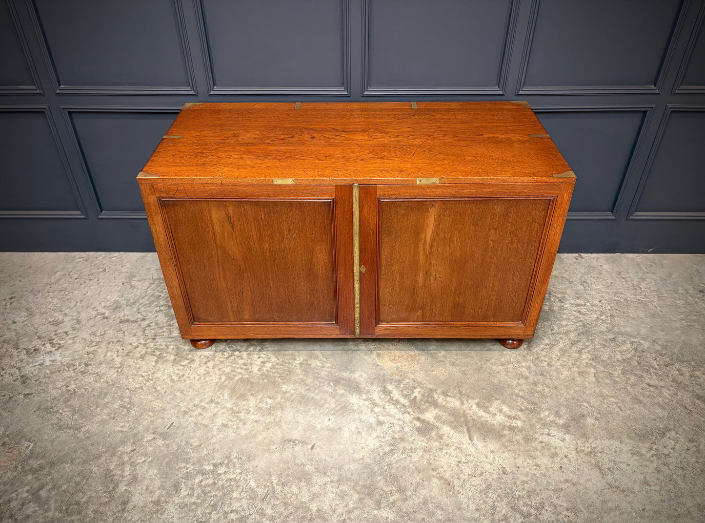 Rare Victorian Teak Campaign Side Cabinet