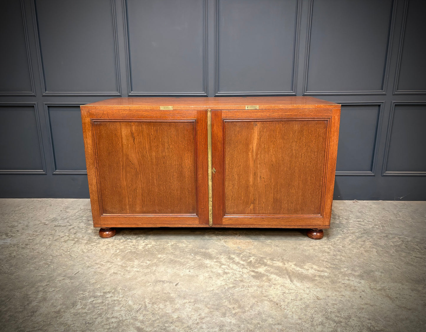 Rare Victorian Teak Campaign Side Cabinet