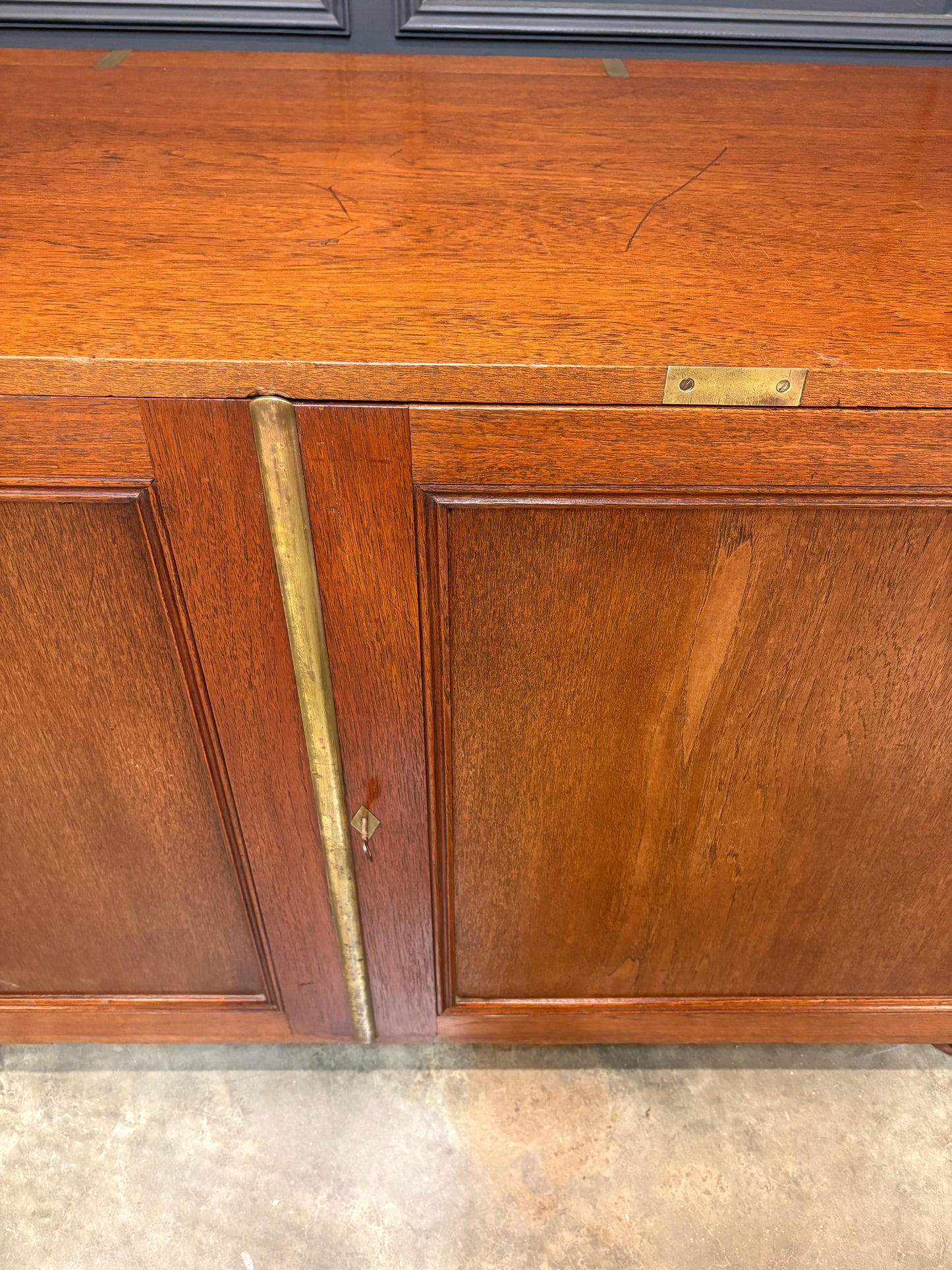 Rare Victorian Teak Campaign Side Cabinet