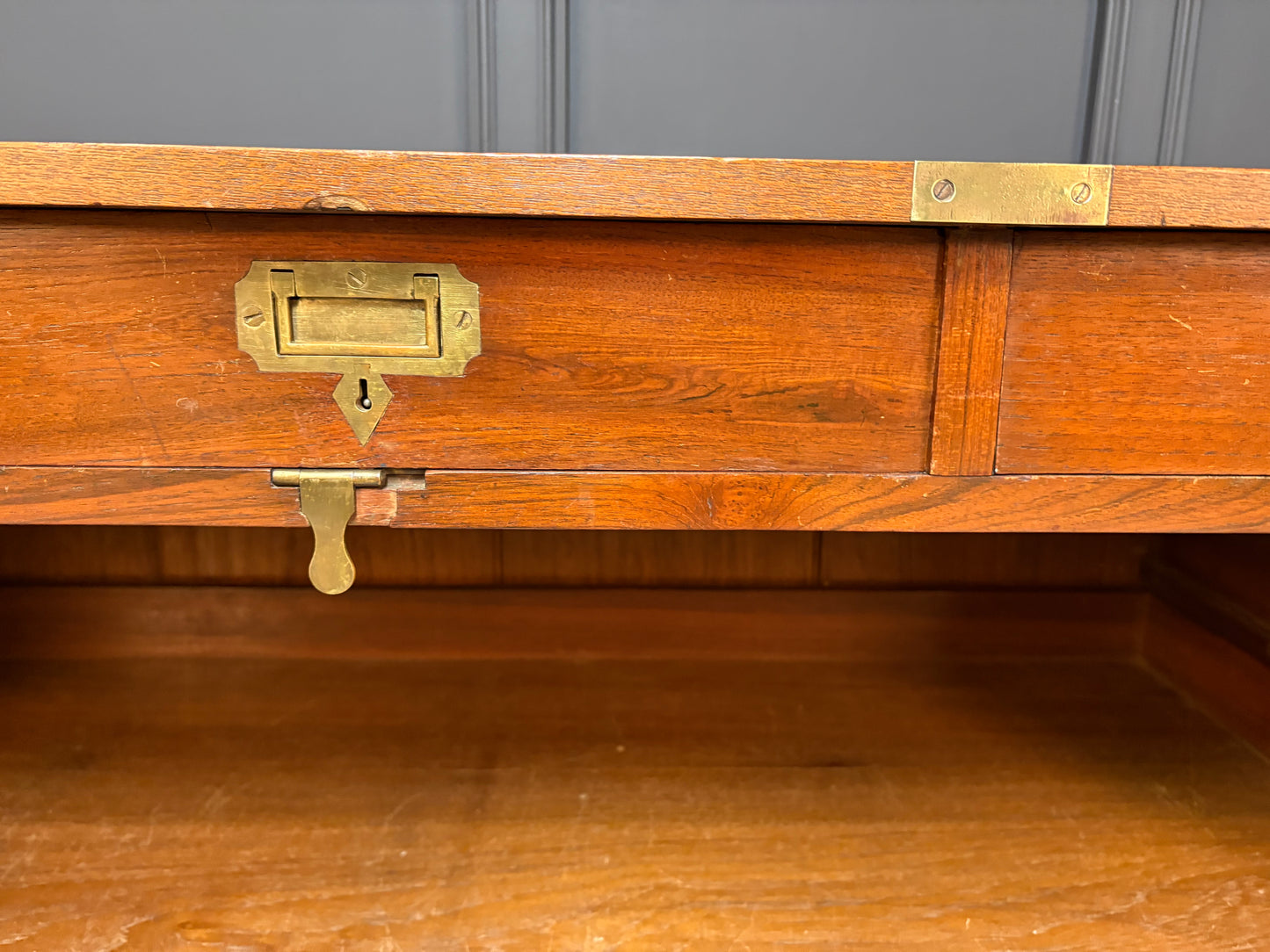 Rare Victorian Teak Campaign Side Cabinet