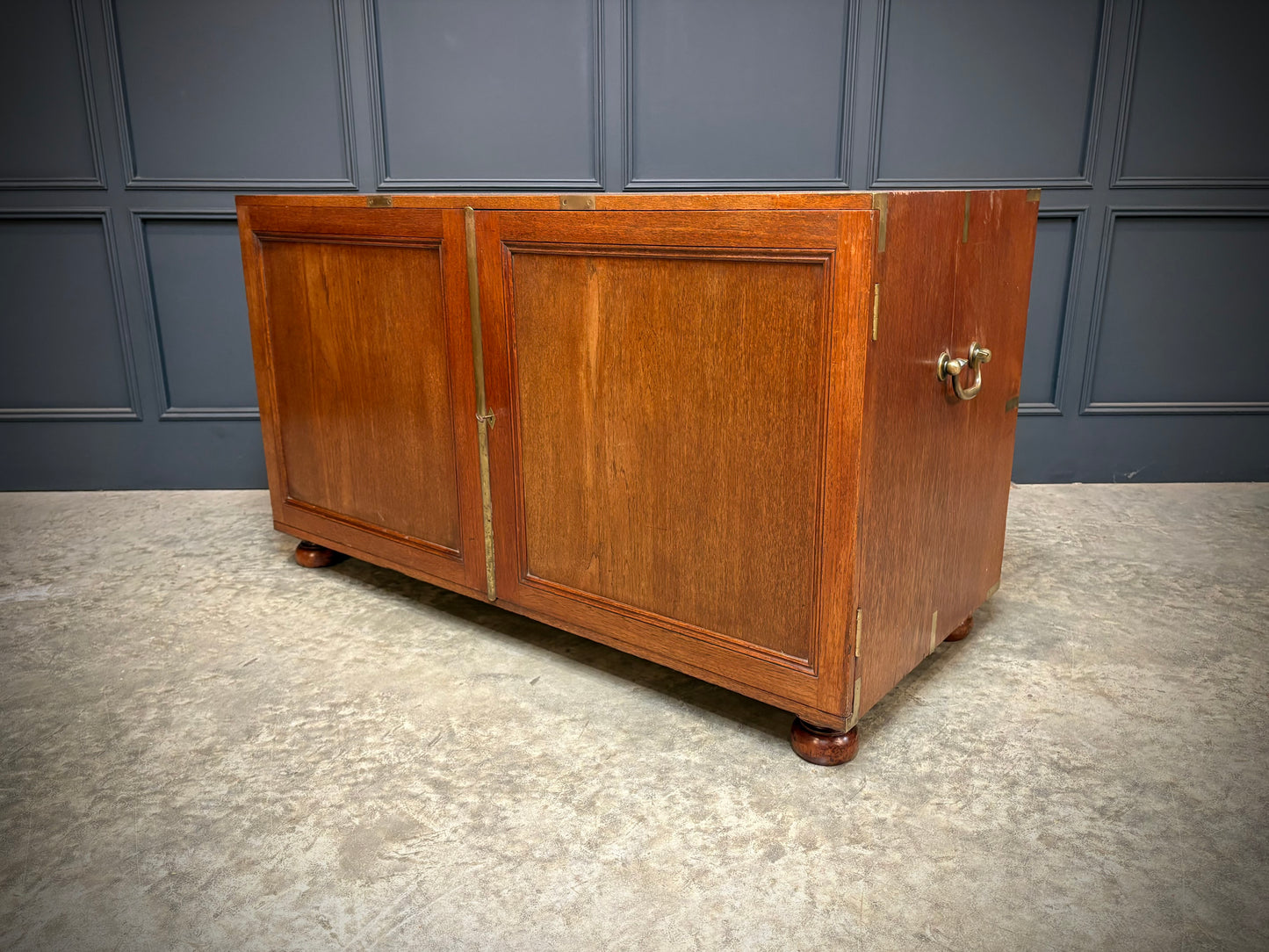 Rare Victorian Teak Campaign Side Cabinet
