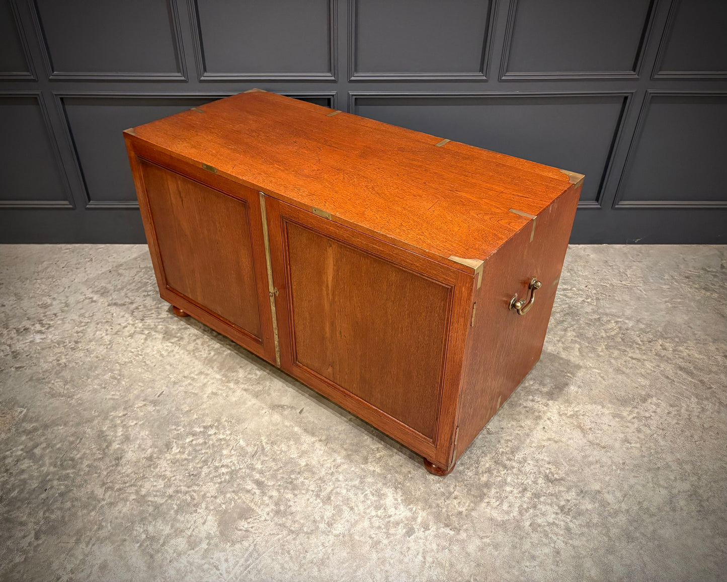 Rare Victorian Teak Campaign Side Cabinet