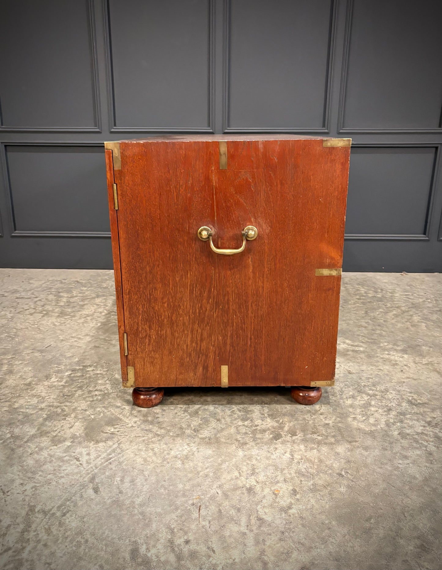 Rare Victorian Teak Campaign Side Cabinet