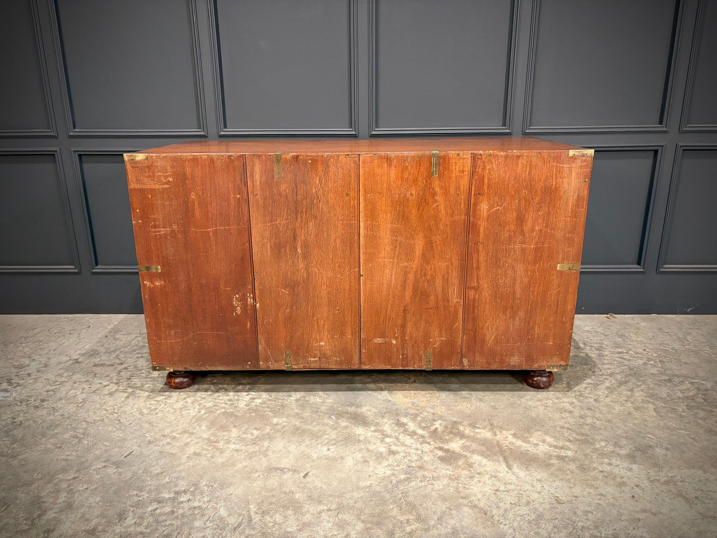 Rare Victorian Teak Campaign Side Cabinet