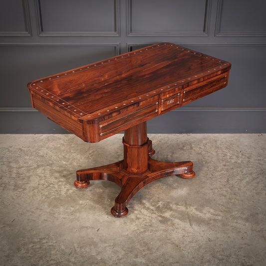 Brass Inlaid Rosewood Library Table