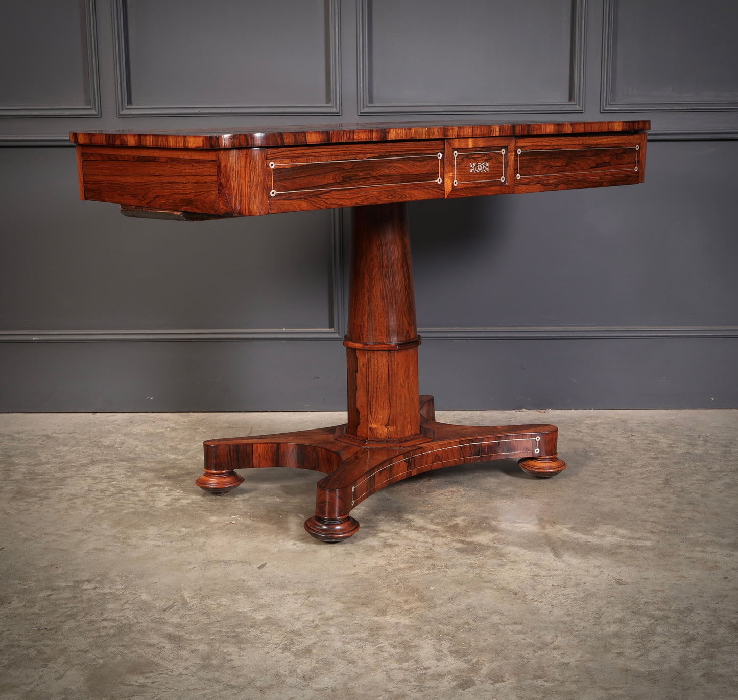 Brass Inlaid Rosewood Library Table