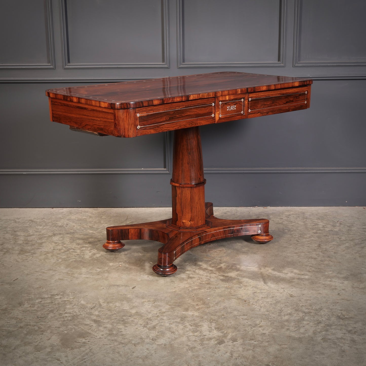 Brass Inlaid Rosewood Library Table