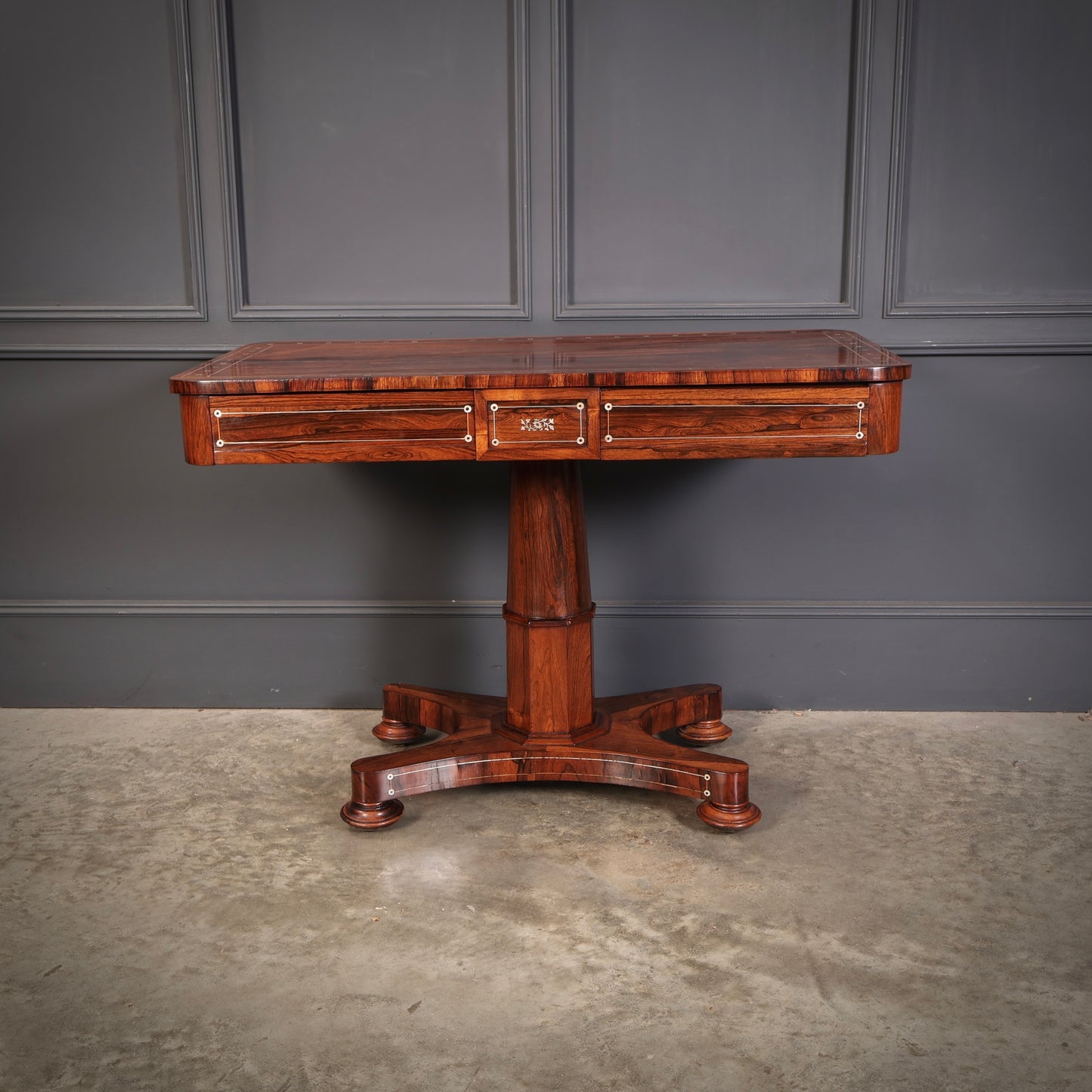 Brass Inlaid Rosewood Library Table