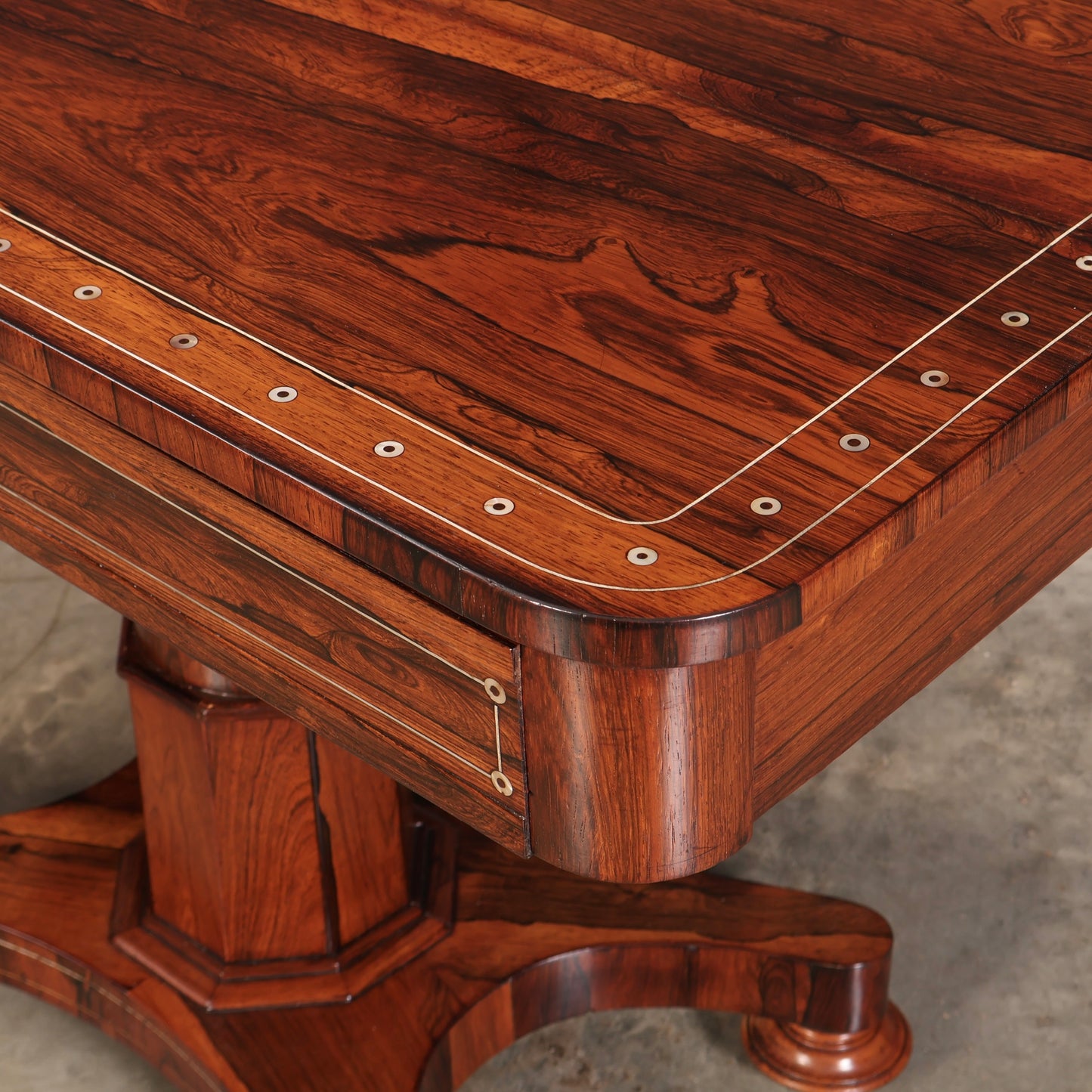 Brass Inlaid Rosewood Library Table
