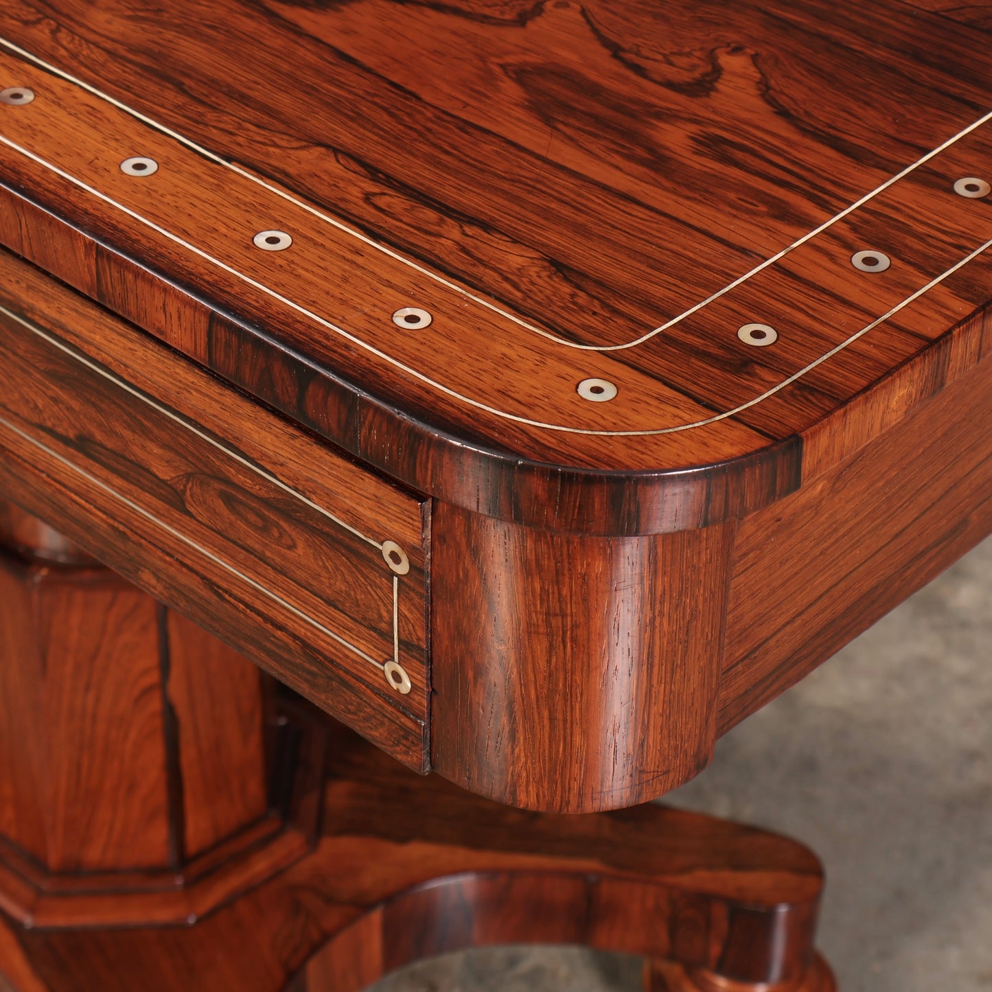 Brass Inlaid Rosewood Library Table