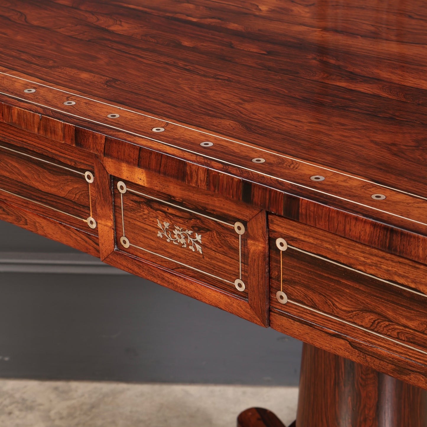 Brass Inlaid Rosewood Library Table