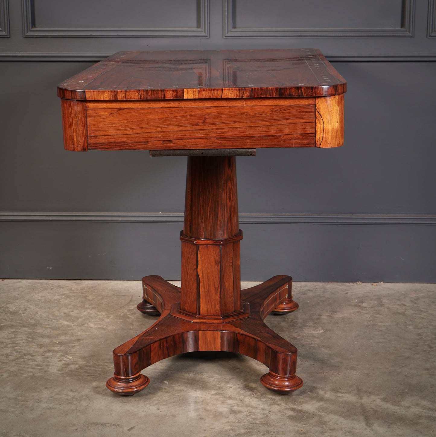 Brass Inlaid Rosewood Library Table