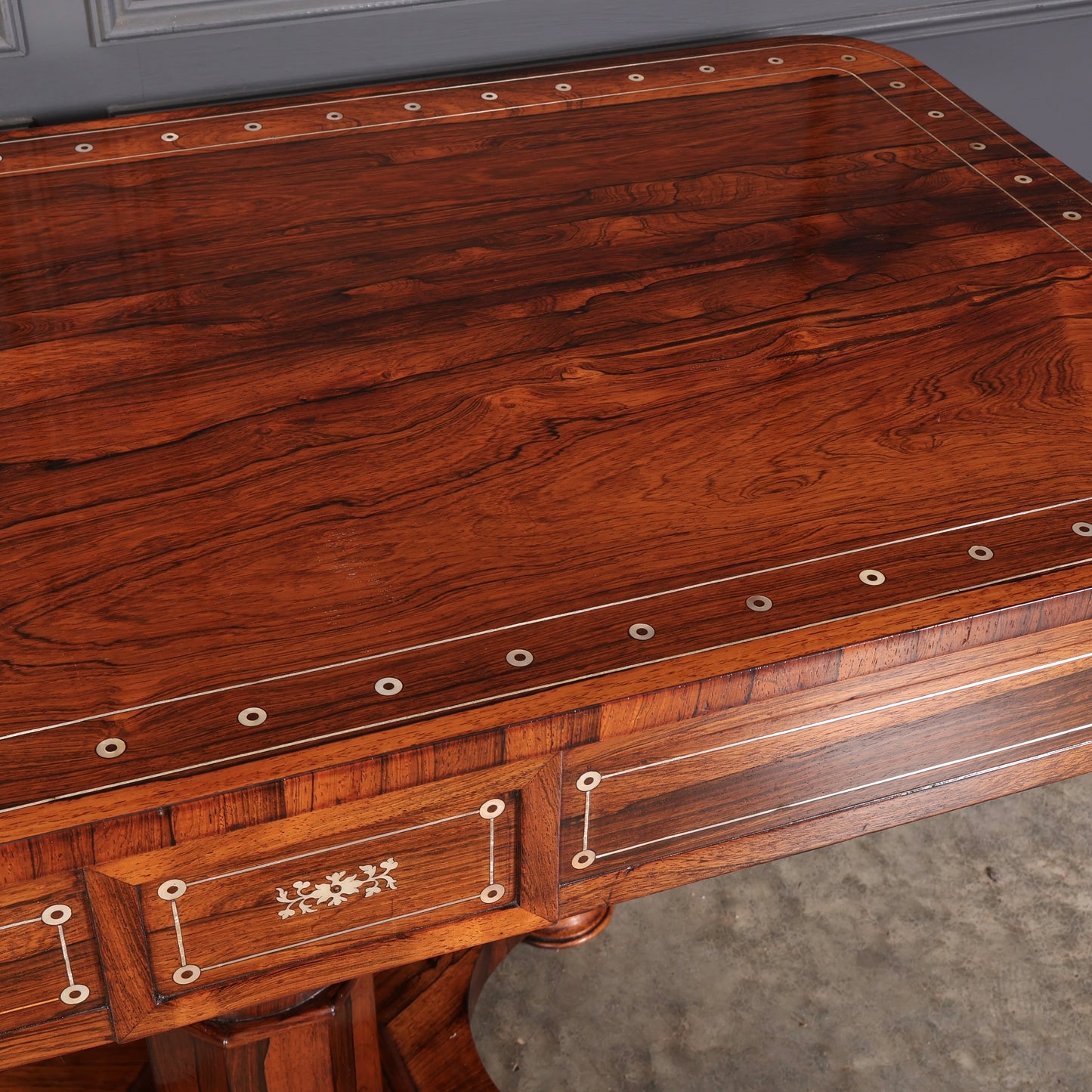 Brass Inlaid Rosewood Library Table