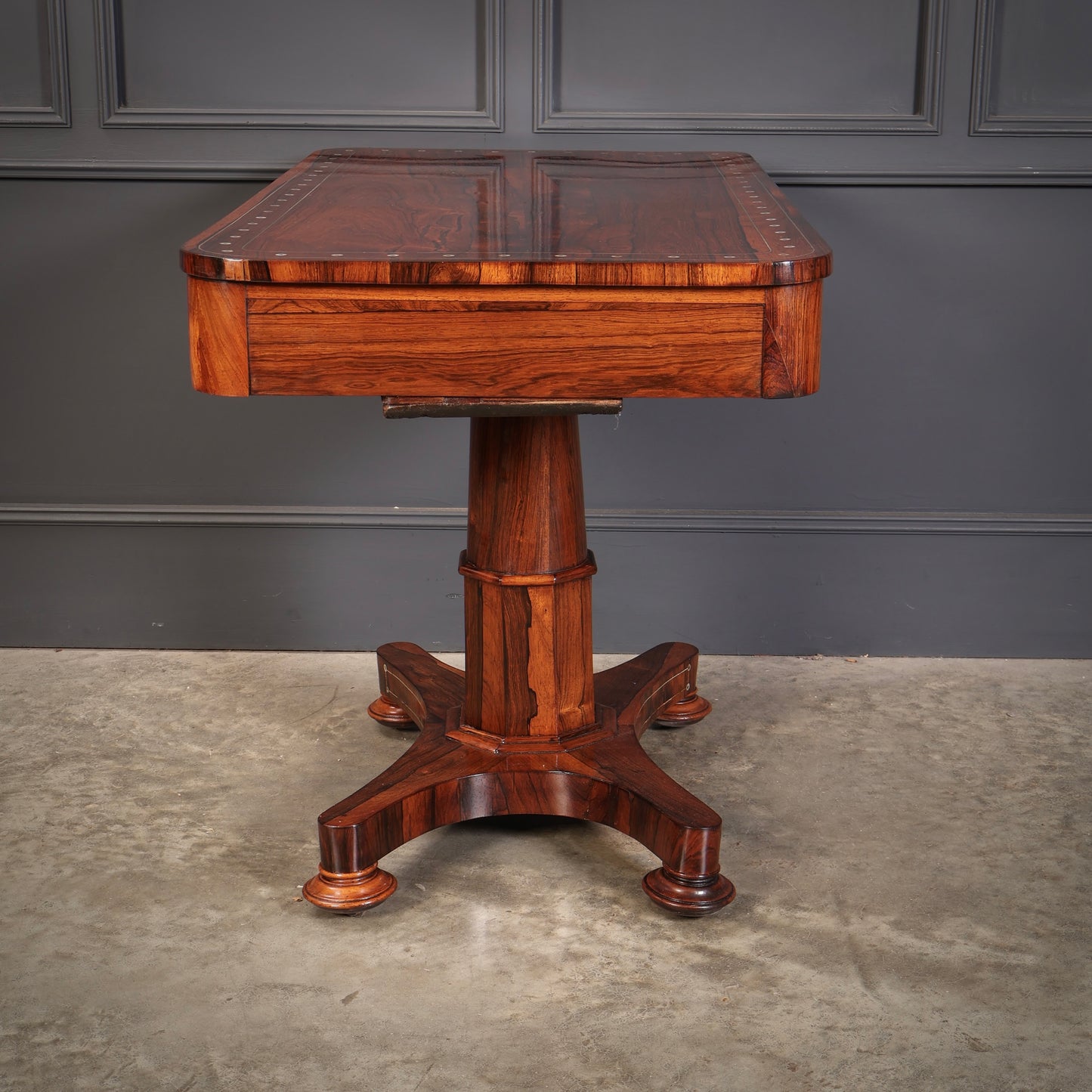 Brass Inlaid Rosewood Library Table