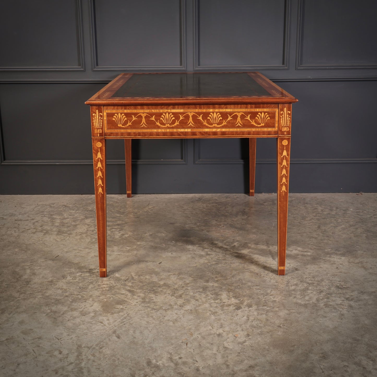 Dutch Marquetry Inlaid Mahogany Writing Table