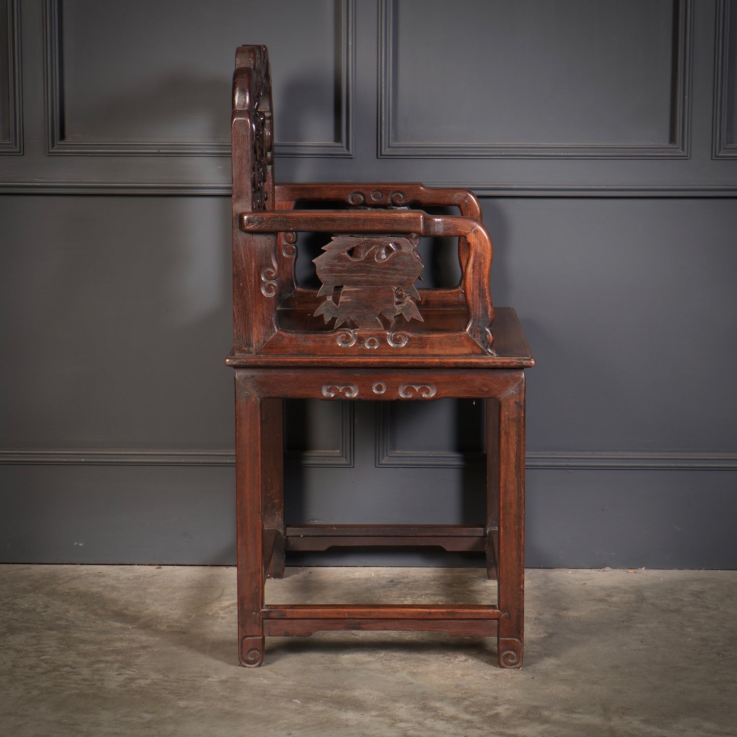 Pair of Chinese Hongmu Throne chairs