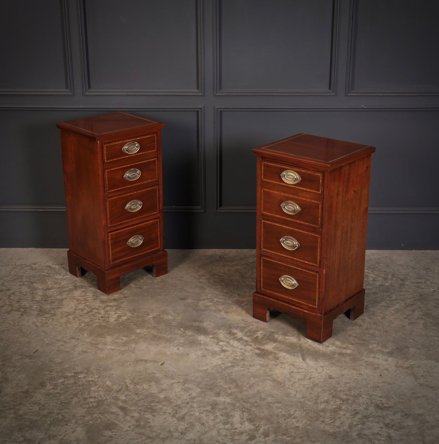 Pair of Inlaid Mahogany Bedside Chests
