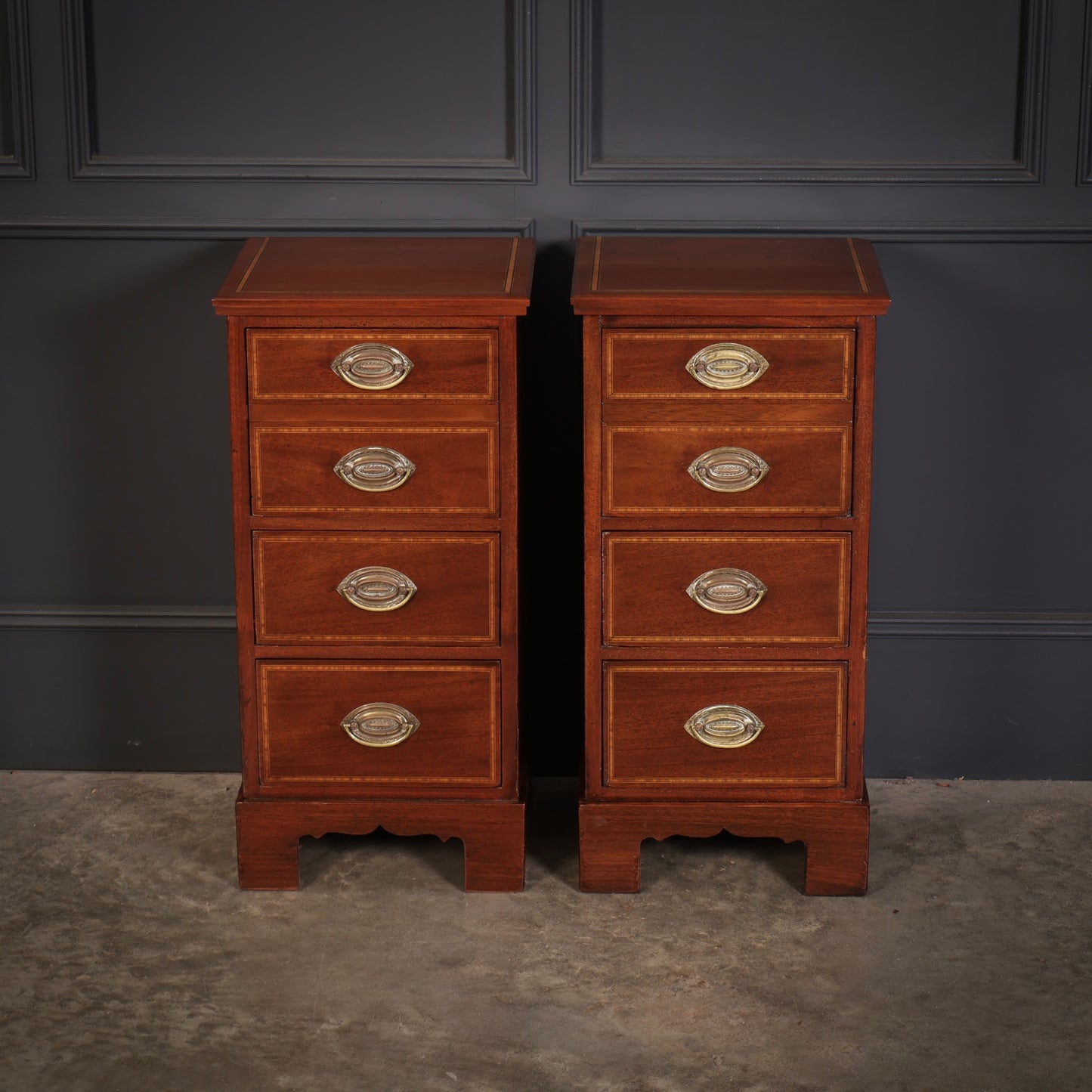 Pair of Inlaid Mahogany Bedside Chests