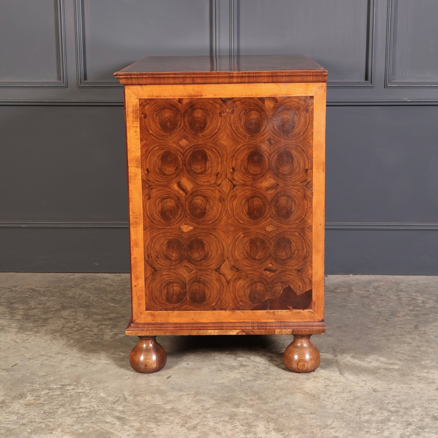 William & Mary Walnut Oyster Chest