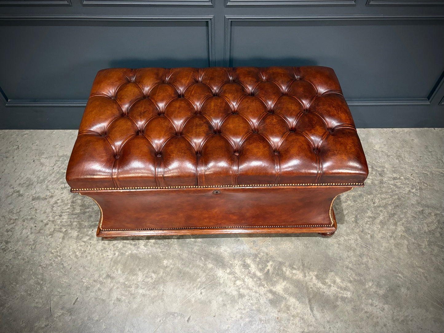 Large Regency Leather Ottoman