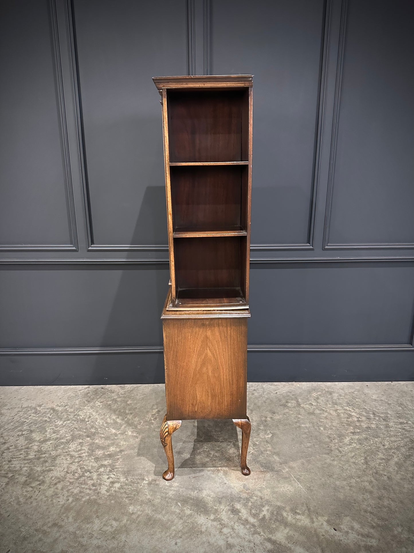 Small Queen Anne Style Walnut Bookcase