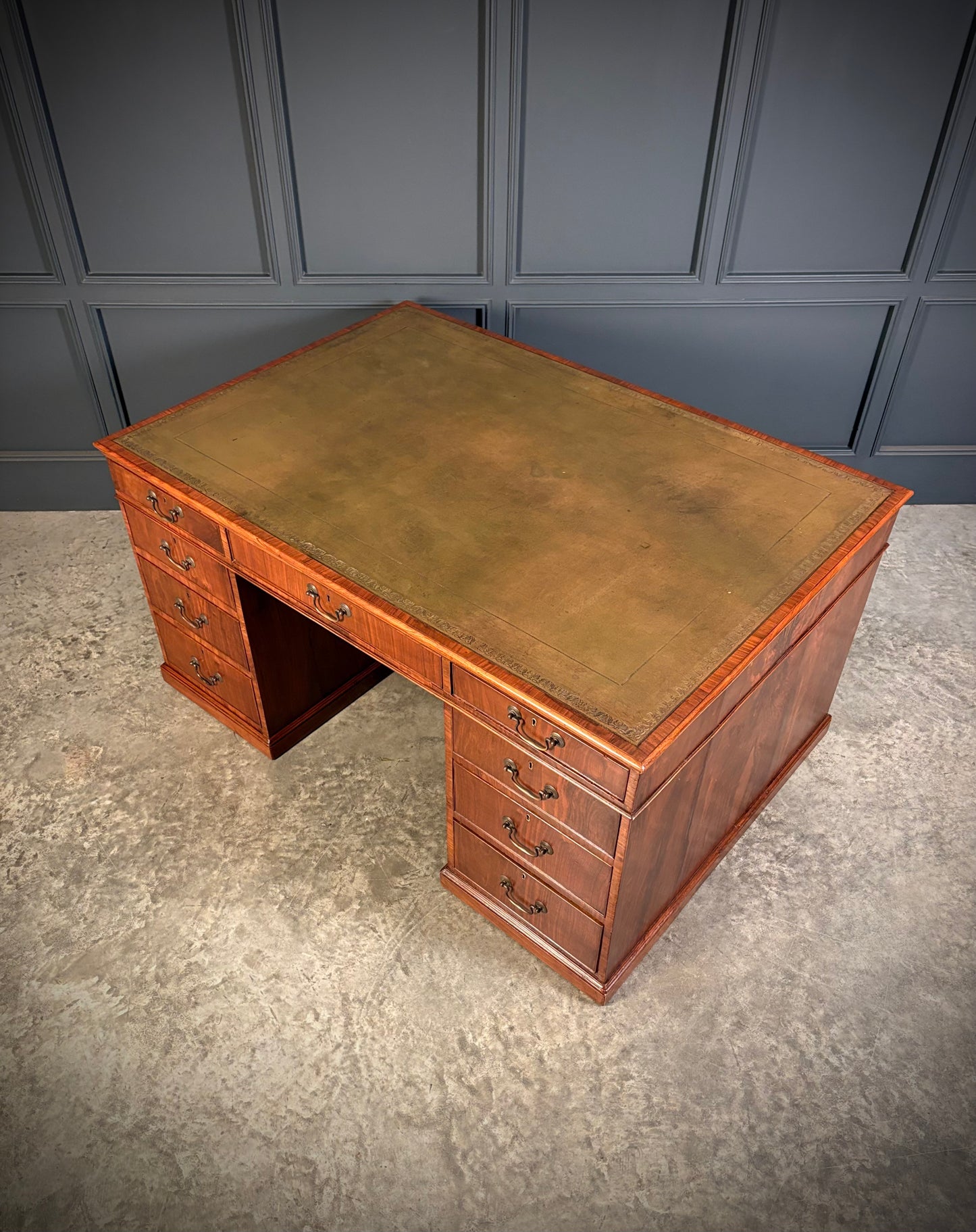 Large Victorian Walnut Partners Desk