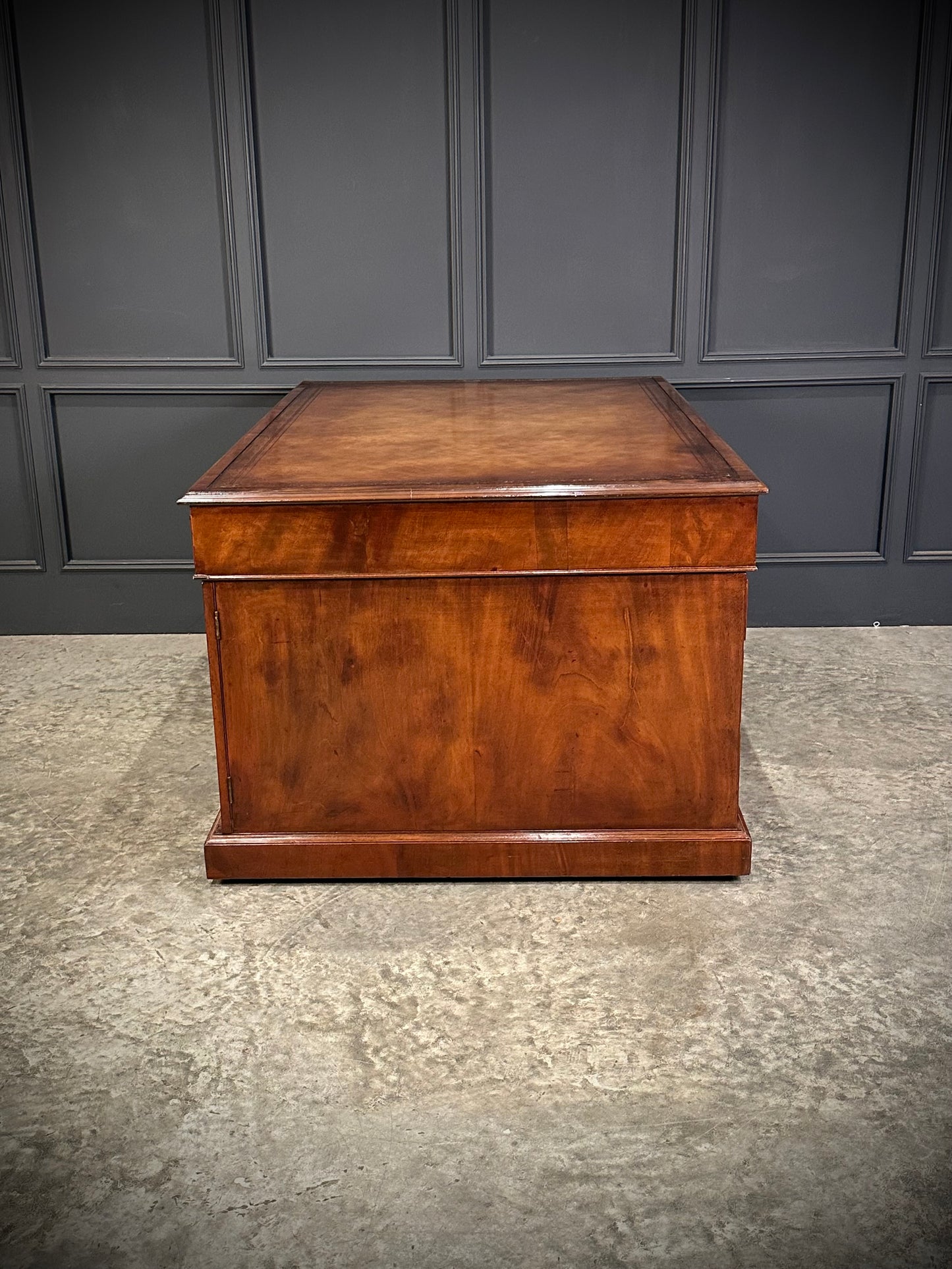 Large Mahogany & Leather Partners Desk