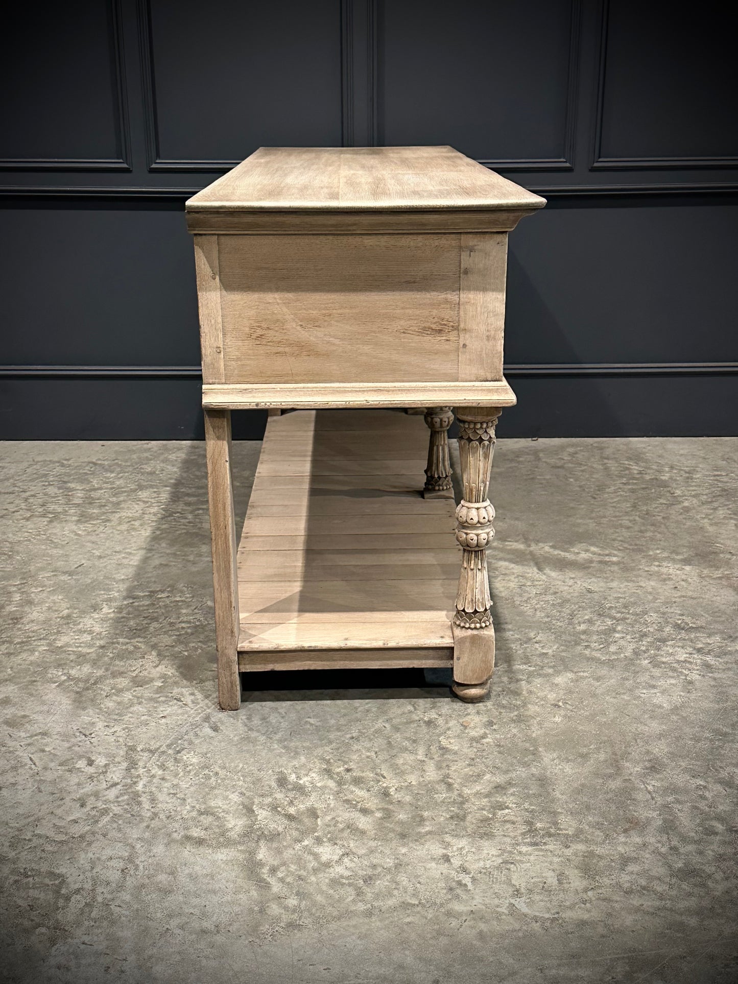 Carved Bleached Oak Potboard Dresser