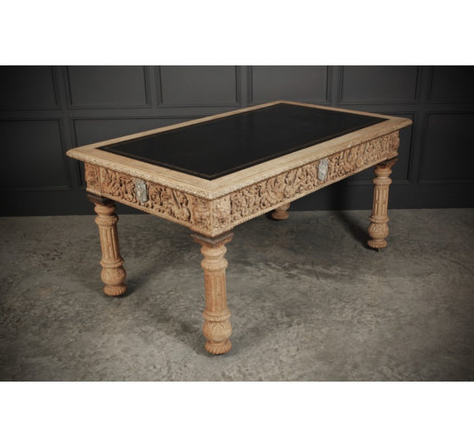 Impressive Bleached Oak Library Writing Table