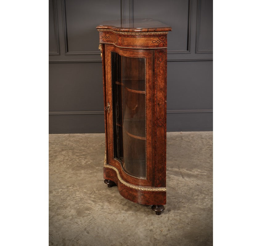 Impressive Burr Walnut Marquetry Inlaid Credenza Cabinet