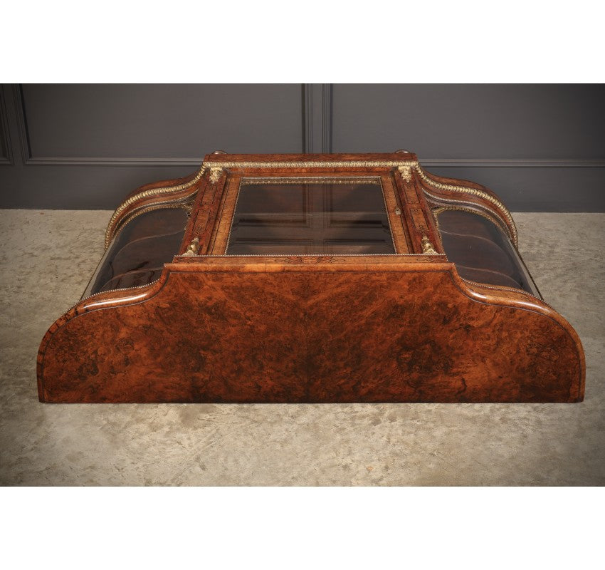 Impressive Burr Walnut Marquetry Inlaid Credenza Cabinet