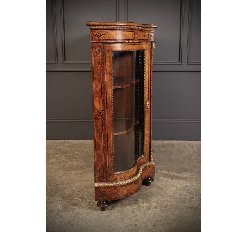 Impressive Burr Walnut Marquetry Inlaid Credenza Cabinet
