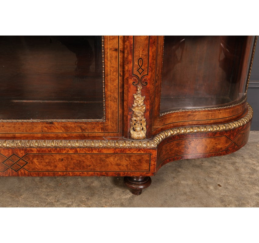 Impressive Burr Walnut Marquetry Inlaid Credenza Cabinet