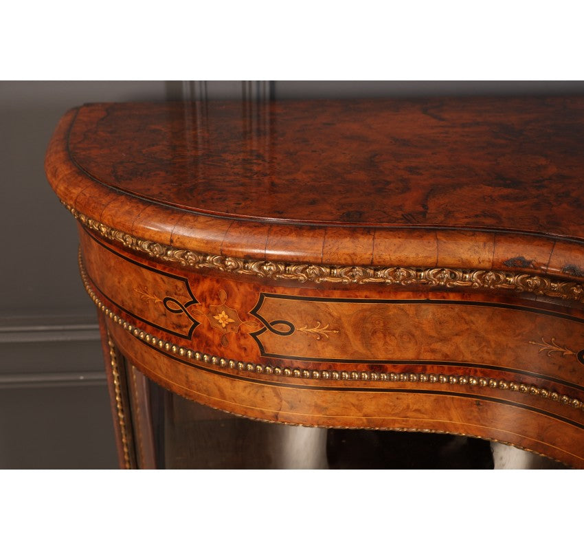 Impressive Burr Walnut Marquetry Inlaid Credenza Cabinet