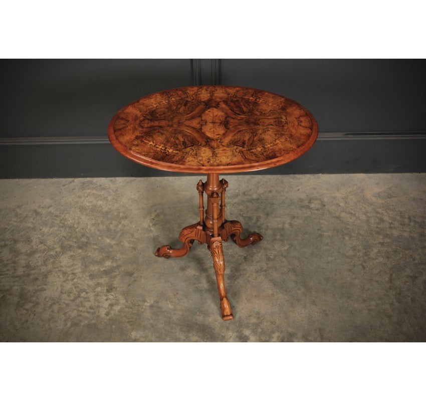 Inlaid Figured Walnut Occasional Wine Table