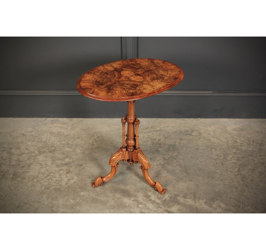 Inlaid Figured Walnut Occasional Wine Table