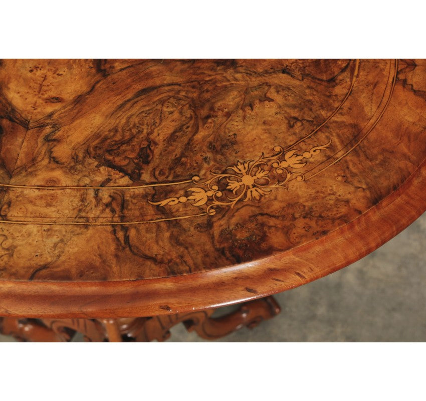 Inlaid Figured Walnut Occasional Wine Table