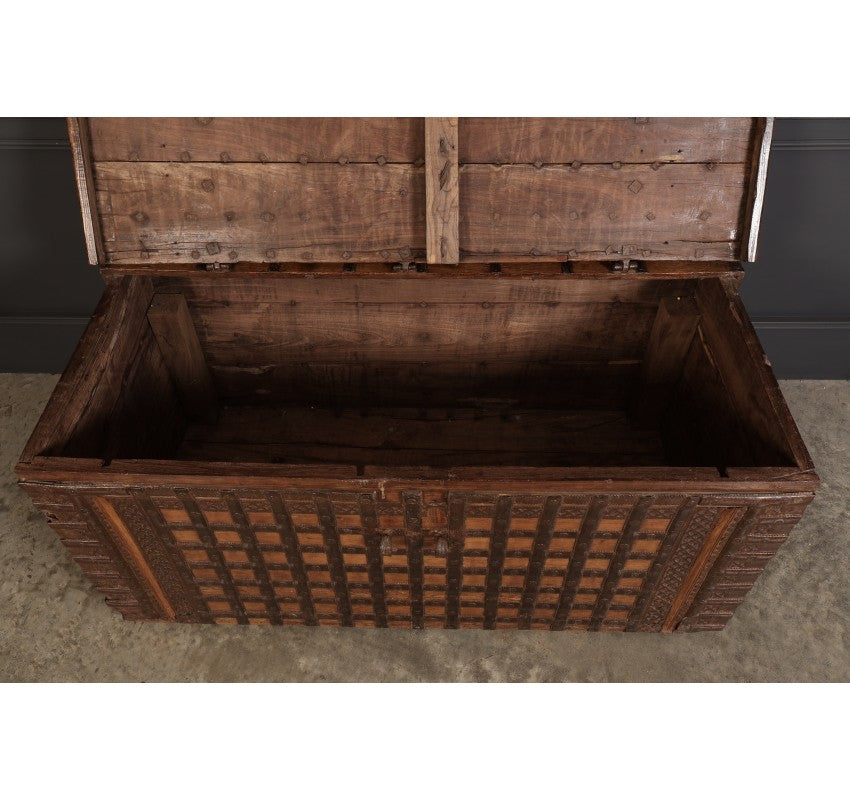 Large Iron Bound Indian Hardwood Trunk