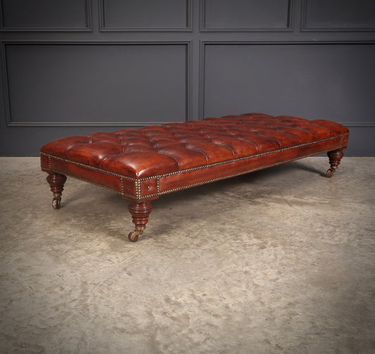 Large Victorian Buttoned Leather Footstool