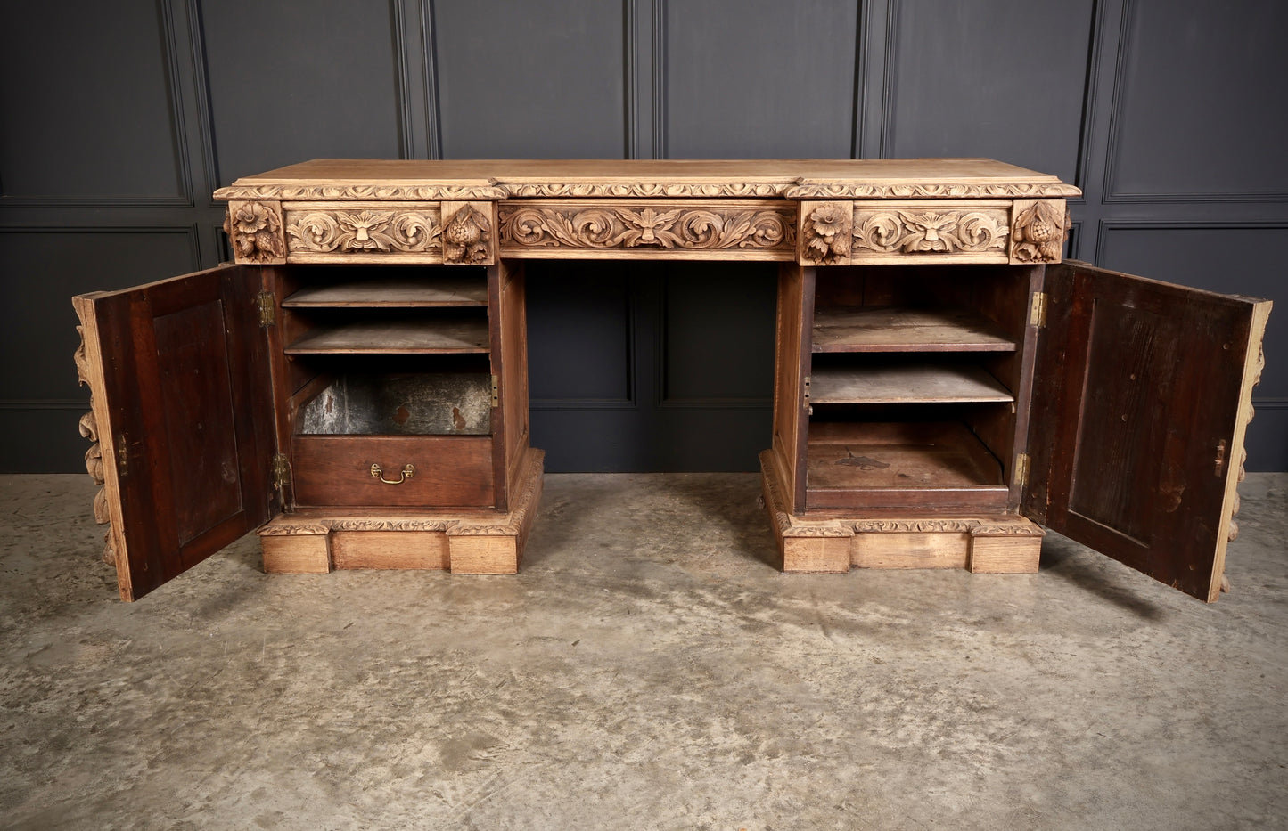 Large Victorian Carved Oak Sideboard