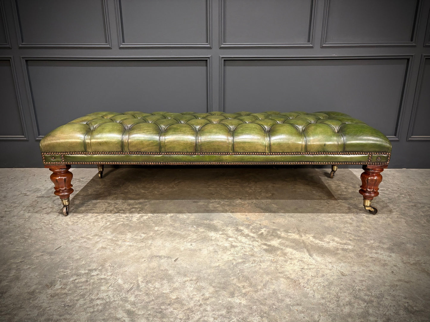 Large William IV Mahogany & Buttoned Leather Footstool