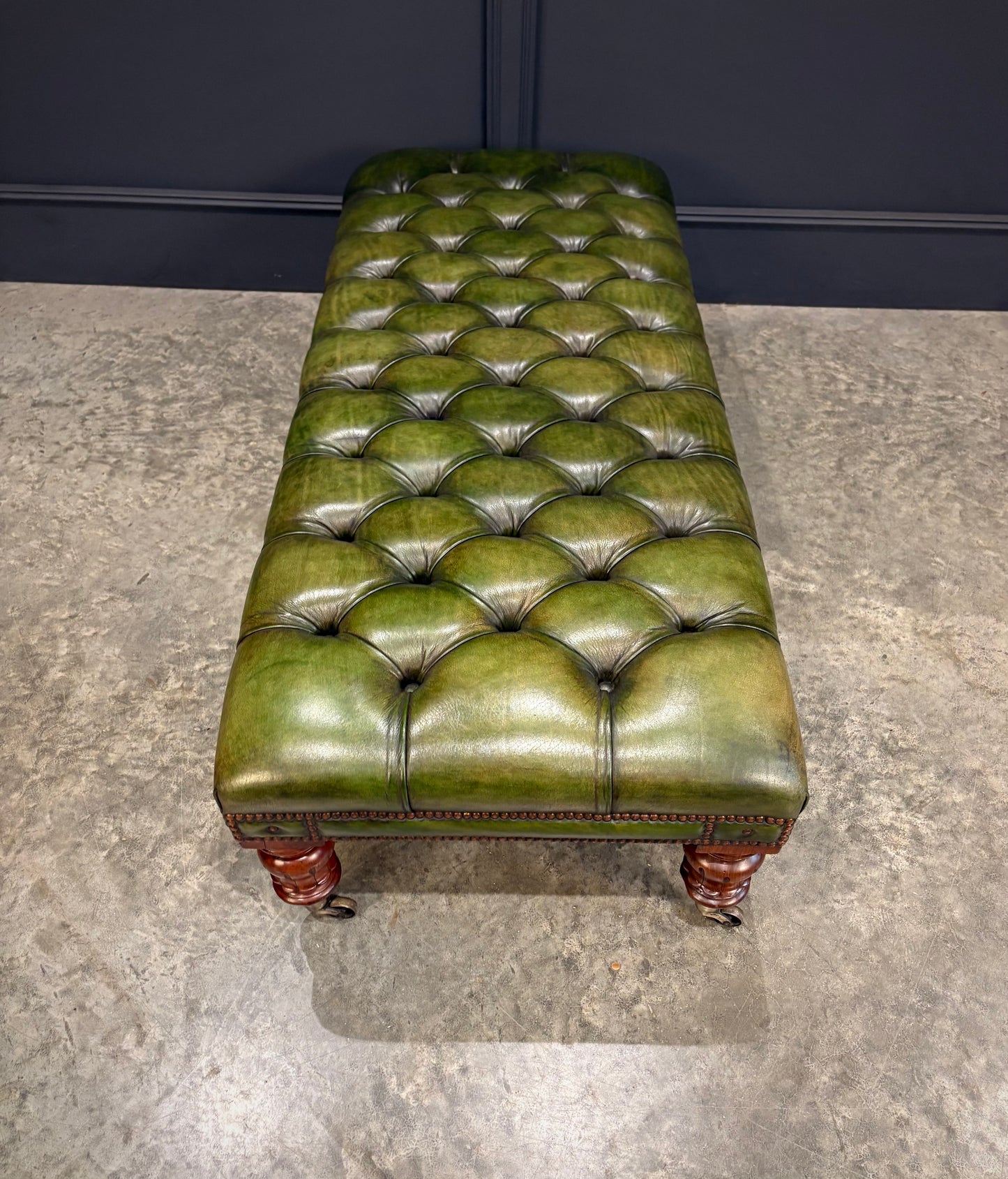 Large William IV Mahogany & Buttoned Leather Footstool