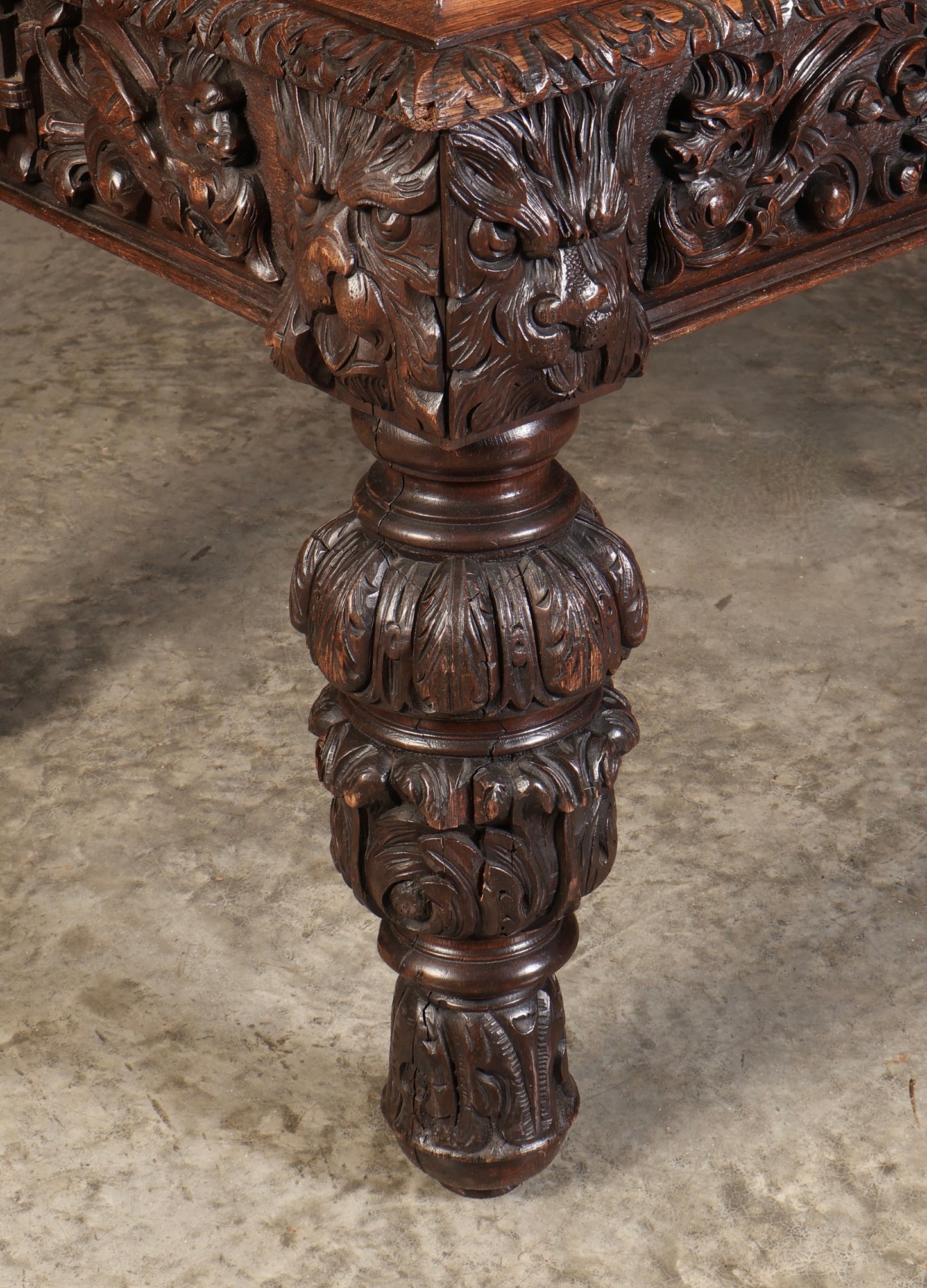 Large impressive Carved Oak Writing Table