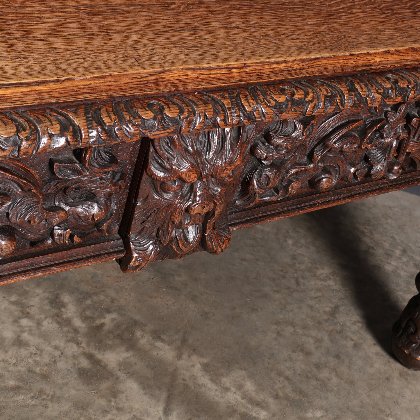 Large impressive Carved Oak Writing Table