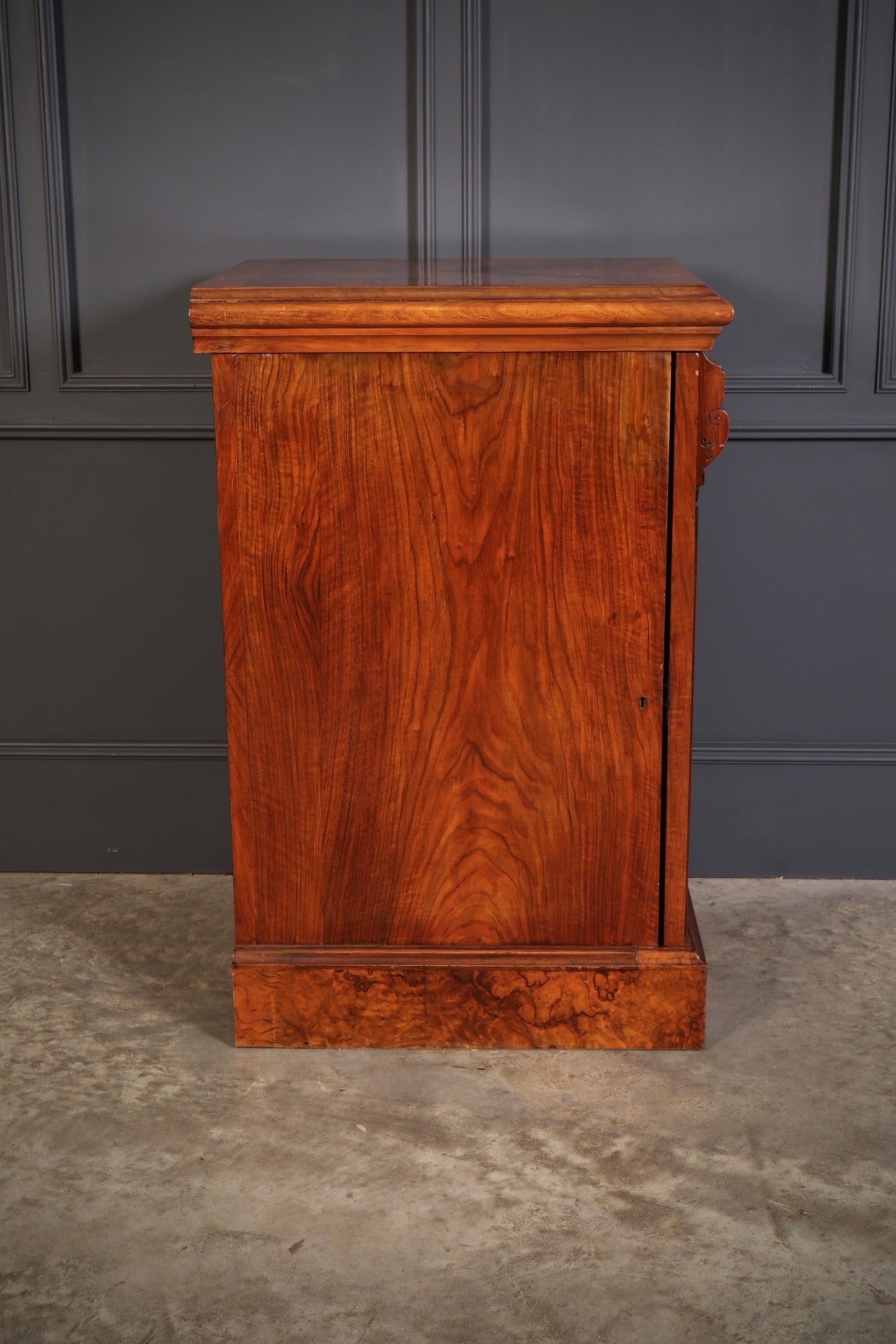 Large Pair of Figured Walnut Pedestal Cabinets