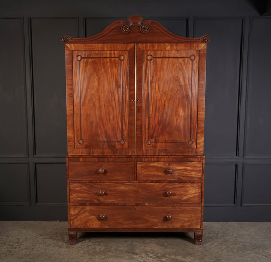 Late Regency Mahogany Linen Press